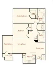 2 Bed 2 Bath 991 sqrft 9306 floor plan